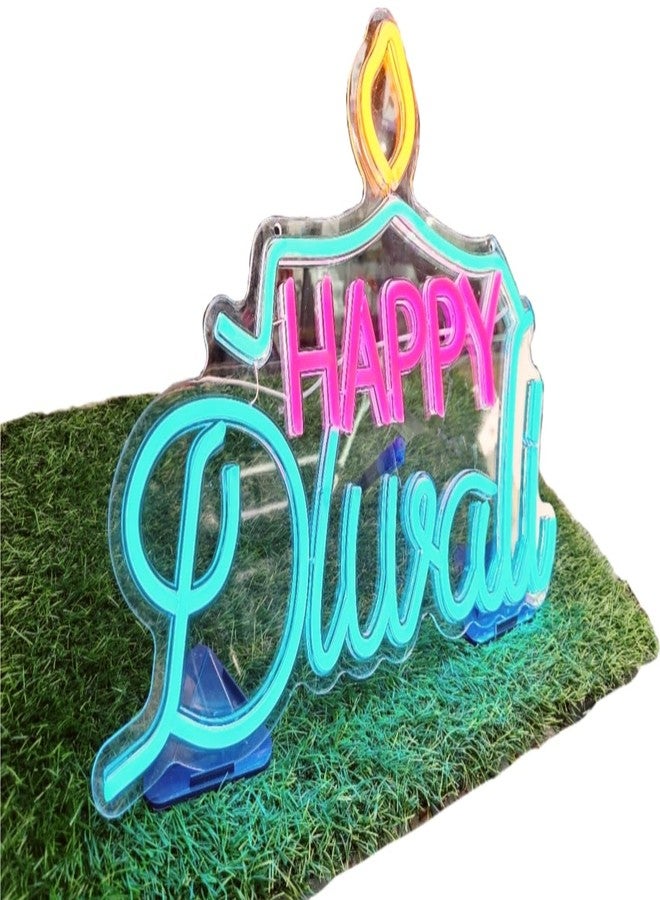 مصباح نيون LED من LastN مكتوب عليه "عيد ديوالي سعيد" - أضواء ديوالي مقاومة للماء لتزيين المنزل، مصباح جداري مضيء للمهرجانات، ديكور للحفلات والاحتفالات، للاستخدام الداخلي والخارجي، وهدية رائعة - Image 1